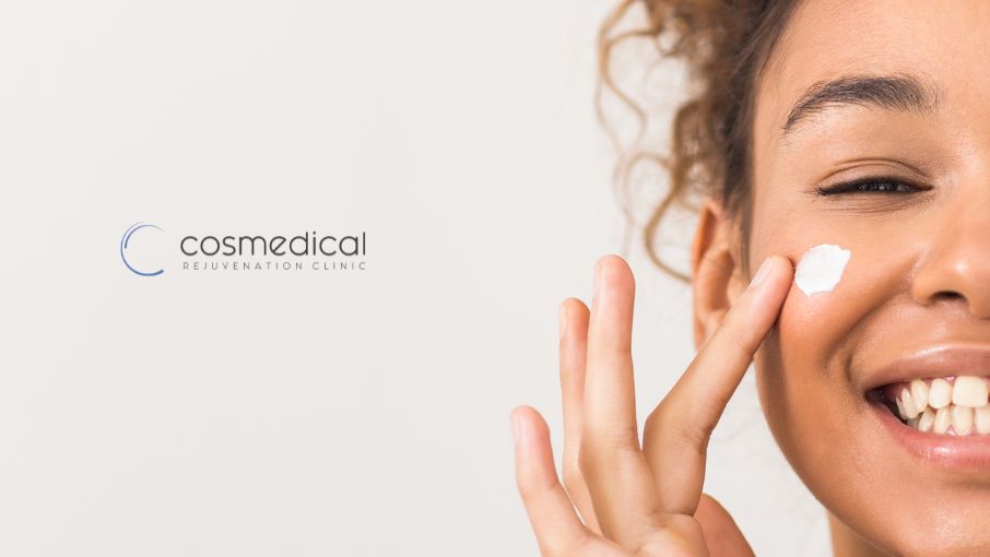 woman moisturizing skin