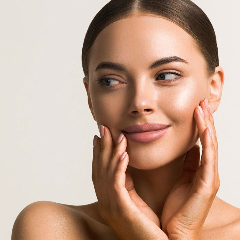 woman with chiseled cheeks